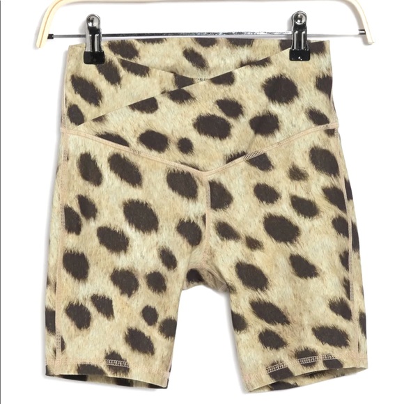 WeWoreWhat Pants - WeWoreWhat Splice Cheetah Print Bike Shorts
